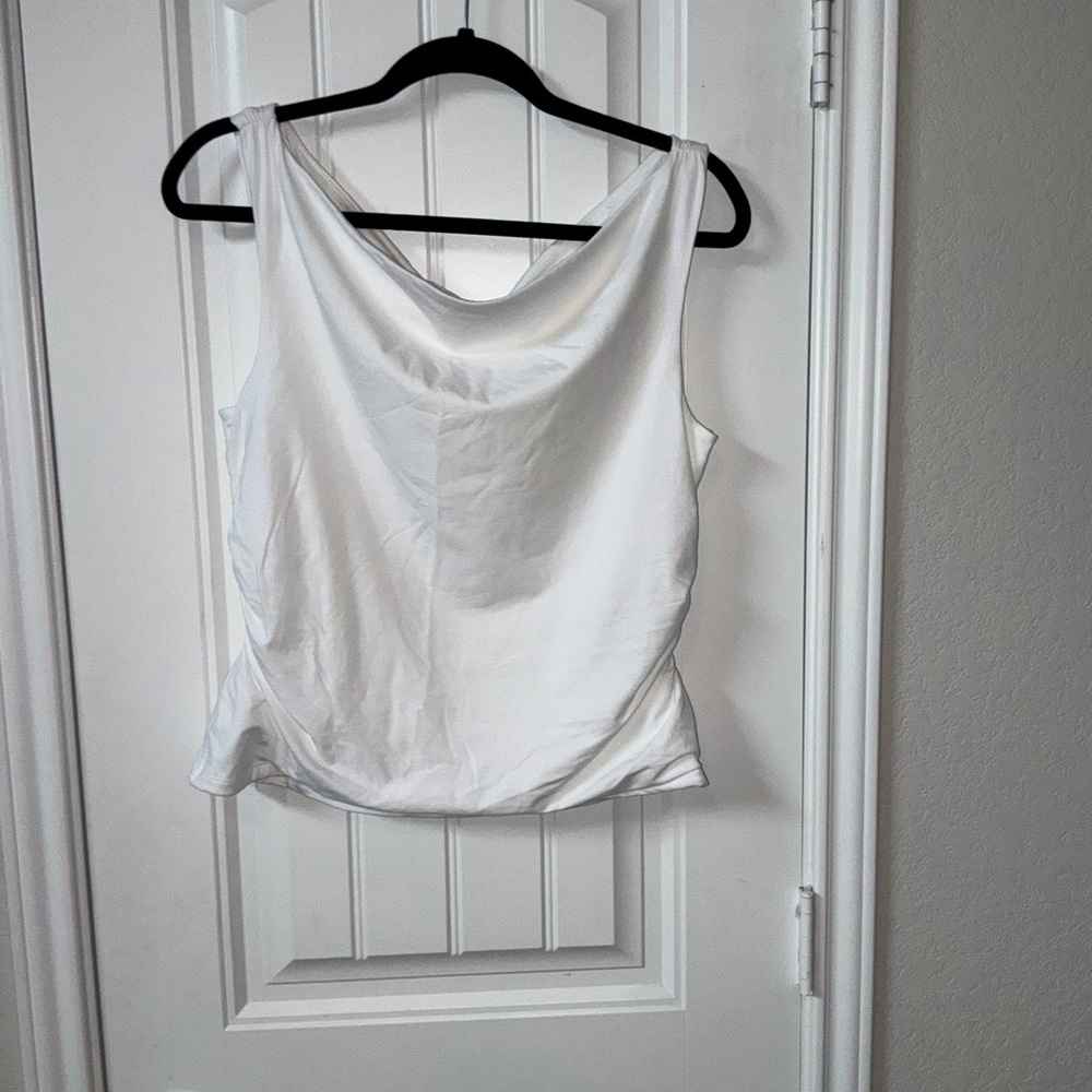 Banana Republic Factory White Cowl Neck Tank office‎ siren, minimalist, tennis